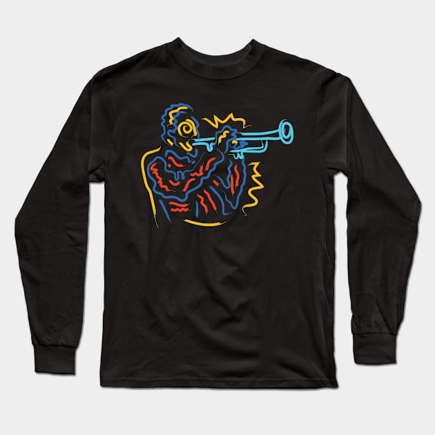Modern Abstract Trumpet Musician Long Sleeve T-Shirt by jazzworldquest
